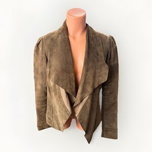 Bod & Christensen Brown Suede Open Draped Jacket Size L